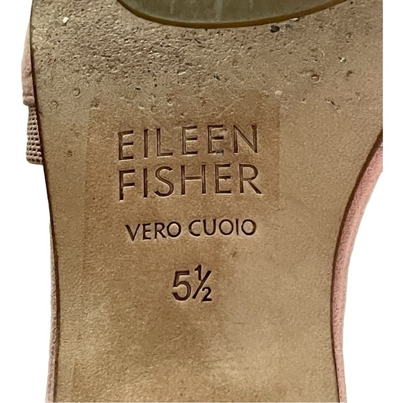 Eileen Fisher Suede Ankle Strap Pumps | Blush Pink Block Heel | Size 5.5 - Picture 7 of 8